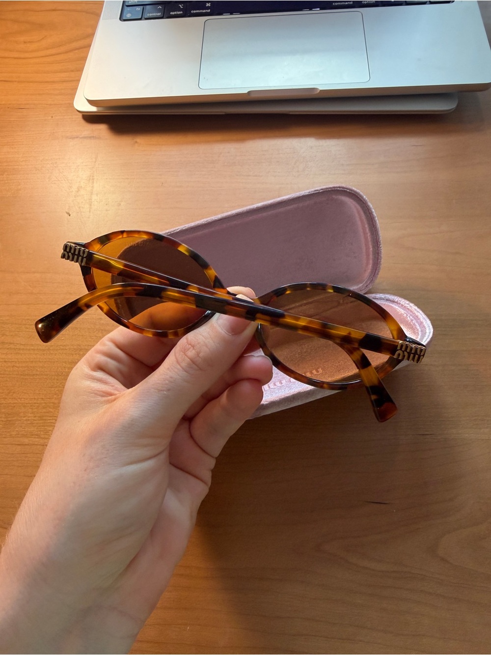Miu Miu Tortoiseshell Oval Sunglasses with Brown Lenses